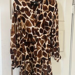Giraffe Print Button-Up Dress